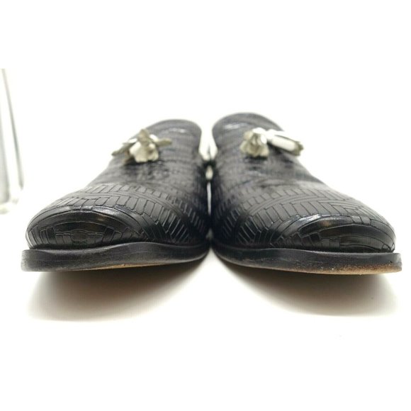 Stacy Adams Black Woven Leather Slip On Tassel Dress Loafers Shoes Men\'s 13 M main image 5